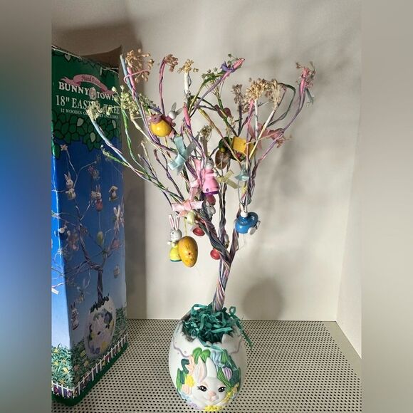Vintage Whimsical Easter Egg Tree with Ornaments - Picture 2 of 3